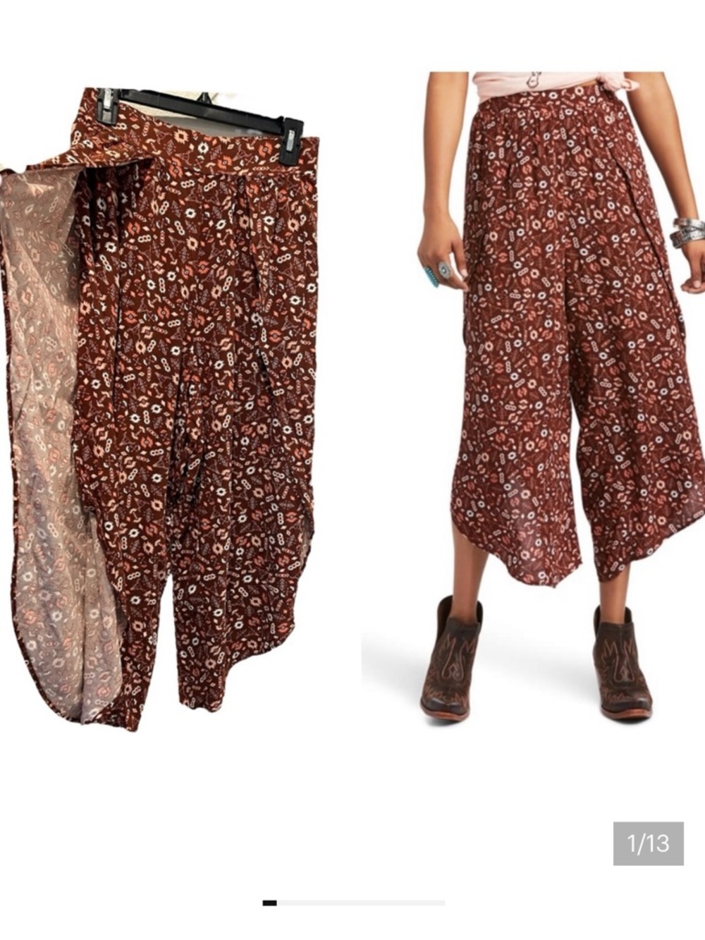 Ariat Symbol Pant Pull On Overlapping Front Leg Brown Southwestern Print Size XS